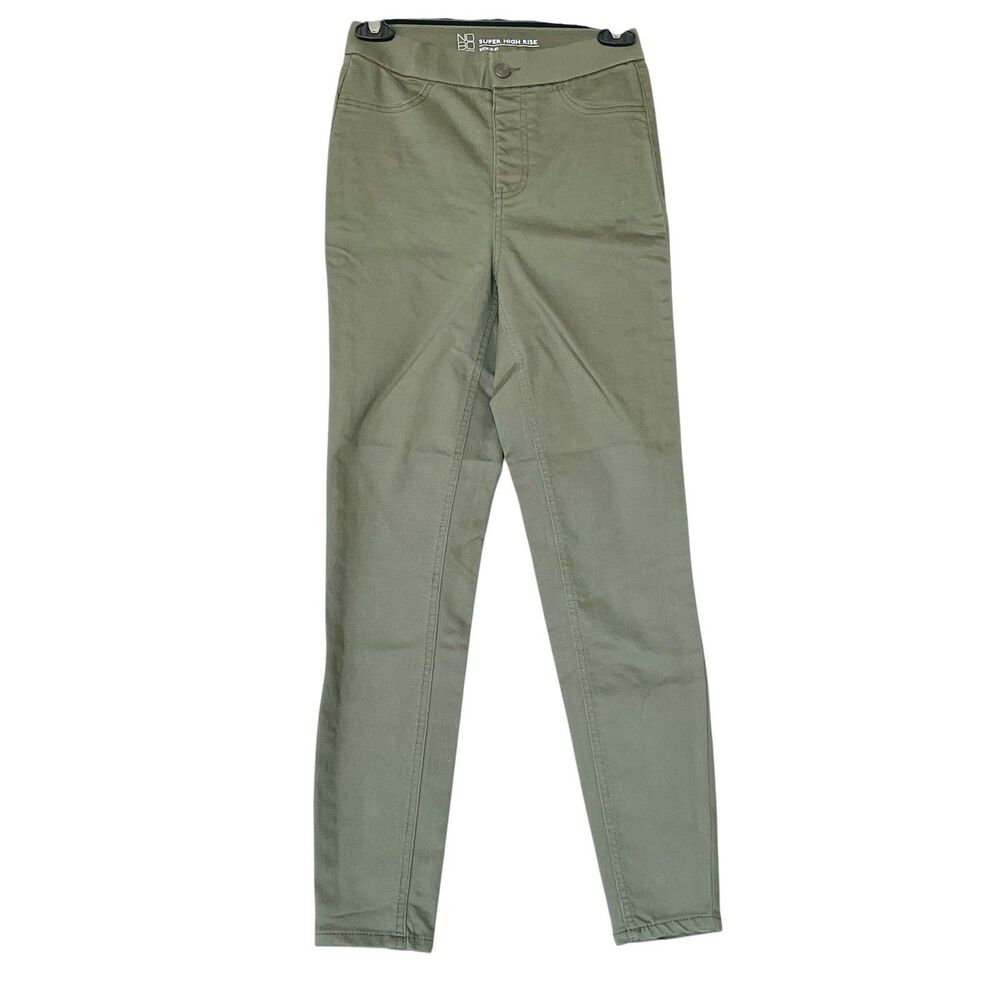 No boundaries Womens Super High Rise Green pants Slim Stretch Skinny Sz 3-5